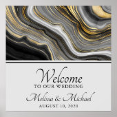 Modern Gold & Grey Agate Geode Gemstone Abstract Poster (Voorkant)