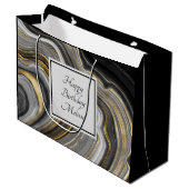 Modern Gold & Grey Agate Geode Gemstone Birthday Groot Cadeauzakje (Voorkant Gekanteld)