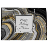 Modern Gold & Grey Agate Geode Gemstone Birthday Groot Cadeauzakje (Achterkant)