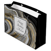 Modern Gold & Grey Agate Geode Gemstone Birthday Groot Cadeauzakje (Achterkant Gekanteld)