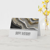 Modern Gold & Grey Agate Geode Gemstone Birthday Kaart (Gele Bloem)