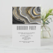Modern Gold & Grey Agate Geode Gemstone Birthday Kaart (Staand voorkant)