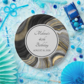 Modern Gold & Grey Agate Geode Gemstone Birthday Papieren Bordje (Feest)