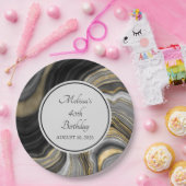 Modern Gold & Grey Agate Geode Gemstone Birthday Papieren Bordje (Feest)