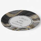 Modern Gold & Grey Agate Geode Gemstone Birthday Papieren Bordje (Gekanteld)