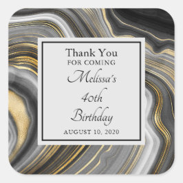 Modern Gold & Grey Agate Geode Gemstone Birthday Vierkante Sticker