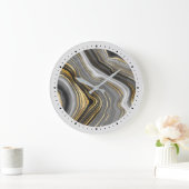 Modern Gold & Grey Agate Geode Gemstone Grote Klok (Huis)