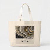 Modern Gold & Grey Agate Geode Gemstone Grote Tote Bag (Voorkant)