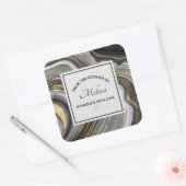 Modern Gold & Grey Agate Geode Gemstone Kitchen Vierkante Sticker (Envelop)