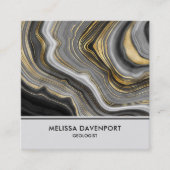 Modern Gold & Grey Agate Geode Gemstone Vierkante Visitekaartje (Voorkant)