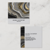Modern Gold & Grey Agate Geode Gemstone Vierkante Visitekaartje (Voorkant / Achterkant)