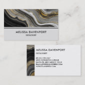 Modern Gold & Grey Agate Geode Gemstone Visitekaartje (Voorkant / Achterkant)