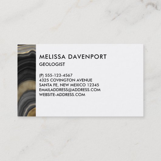 Modern Gold & Grey Agate Geode Gemstone Visitekaartje (Achterkant)