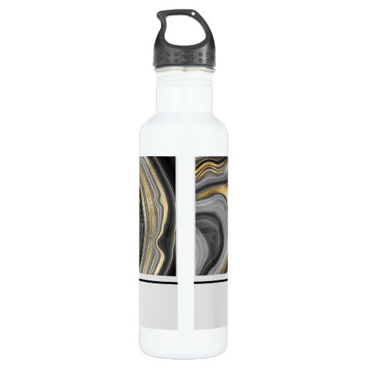 Modern Gold & Grey Agate Geode Gemstone Waterfles (Achterkant)