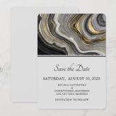 Modern Gold & Grey Agate Geode Gemstone Wedding Save The Date (Voorkant / Achterkant)