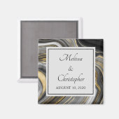 Modern Gold & Grey Agate Geode Mineral Wedding Magneet (Voorkant / Achterkant)