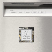 Modern Gold & Grey Agate Geode Mineral Wedding Magneet (Insitu (Vaatwasser))