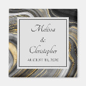 Modern Gold & Grey Agate Geode Mineral Wedding Magneet (Voorkant)