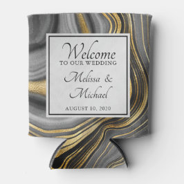 Modern Gold & Grey Agate Geode Wedding Blikjeskoeler