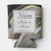 Modern Gold & Grey Agate Geode Wedding Blikjeskoeler (Achterkant)