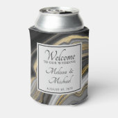 Modern Gold & Grey Agate Geode Wedding Blikjeskoeler (Blikje Achterkant)