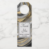 Modern Gold & Grey Agate Geode Wedding Flessenhanger (Voorkant)