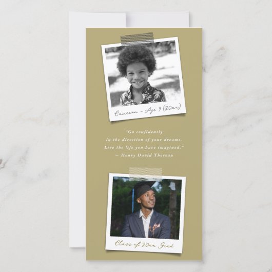 Modern Gold Grey Diagonal Stripes Photo Afstuderen Aankondiging (Achterkant)