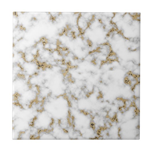 Modern Gold Grey White marmer Tegeltje (Voorkant)