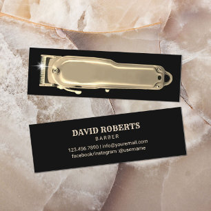 Modern Gold Hair Clipper Barber Shop Hairdresser Mini Visitekaartje