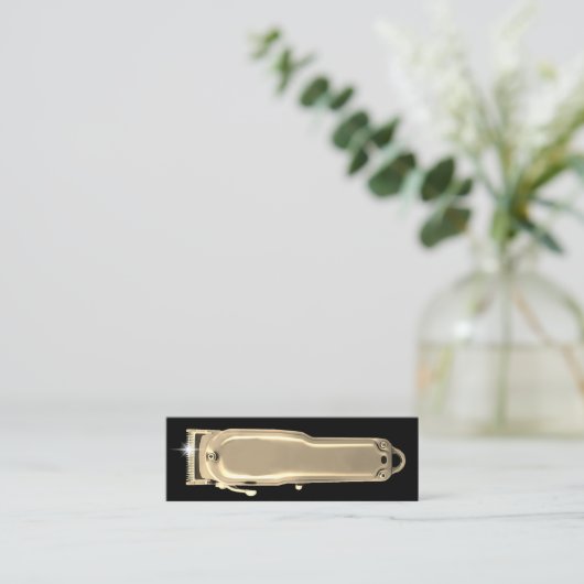 Modern Gold Hair Clipper Barber Shop Hairdresser Mini Visitekaartje (Staand voorkant)