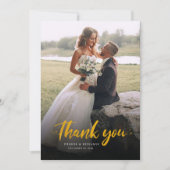 Modern Gold Hand-Lettered Photo Wedding Bedankkaart (Voorkant)
