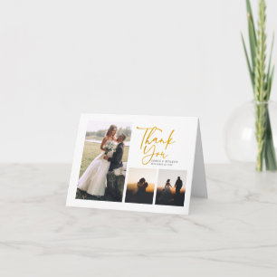 Modern Gold Hand-Lettered Wedding Bedankkaart