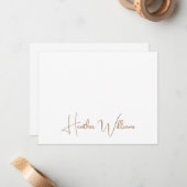 Modern Gold Handwritten Script Name Notitiekaartje (Voorkant / Achterkant in situ)