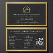 Modern Gold Handyman QR Code Black Visitekaartje