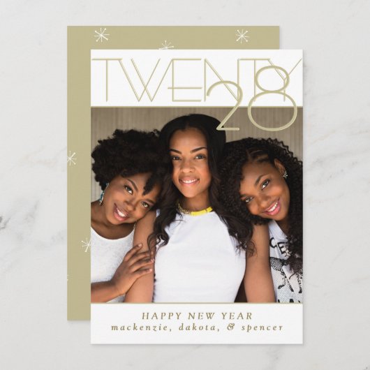 Modern Gold Happy Nieuwjaar | Klassieke aangepaste Feestdagenkaart (Voorkant / Achterkant)