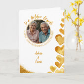 Modern Gold Heart 50ste bruiloft Jubileum Kaart (Gele Bloem)