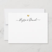 Modern Gold Heart Bedankt Script Aangepaste naam Notitiekaartje (Voorkant)