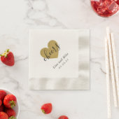 Modern Gold Heart Cheers Wedding Party Servet (Insitu)