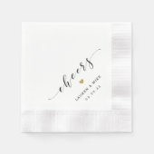 Modern Gold Heart Cheers Wedding Servet (Voorkant)