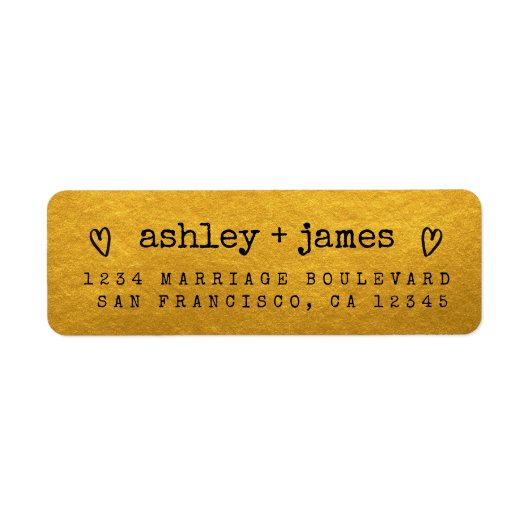 Modern Gold Heart Couple Return Address Etiket (Voorkant)
