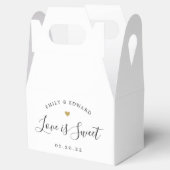 Modern Gold Heart Love is Sweet Wedding Bedankdoosjes (Geopend)