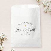 Modern Gold Heart Love is Sweet Wedding Bedankzakje