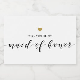 Modern Gold Heart Maid of Honor Gift Label Voedselcontainer Etiket