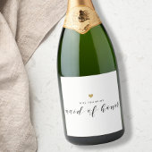 Modern Gold Heart Maid of Honor Voorstel Sparkling Wijnetiket