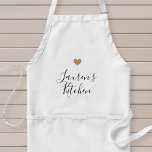 Modern Gold Heart, op maat gesneden naam Baking Sc Standaard Schort<br><div class="desc">Speciaal ontworpen,  stijlvol,  monogrammed schort met gouden hart en een persoonlijke naam in de moderne handkalligrafie.</div>