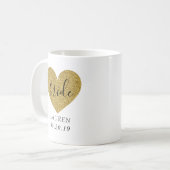 Modern Gold Heart persoonlijke bride Koffiemok (Voorkant links)
