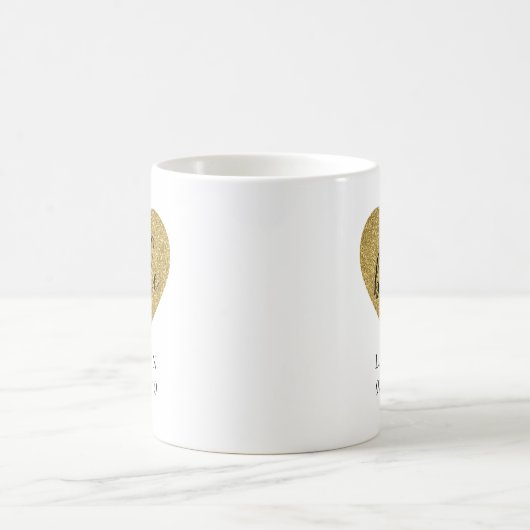 Modern Gold Heart persoonlijke bride Koffiemok (Center)
