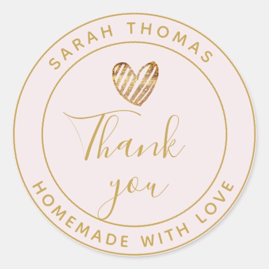 Modern Gold Heart, persoonlijke homemade met liefd Ronde Sticker (Voorkant)