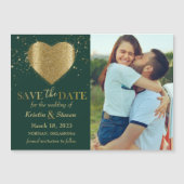 Modern Gold Heart Photo Save the Date Magnet (Voorkant)