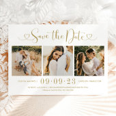 Modern Gold Heart Script 3 Photo WeduwCollage Save The Date